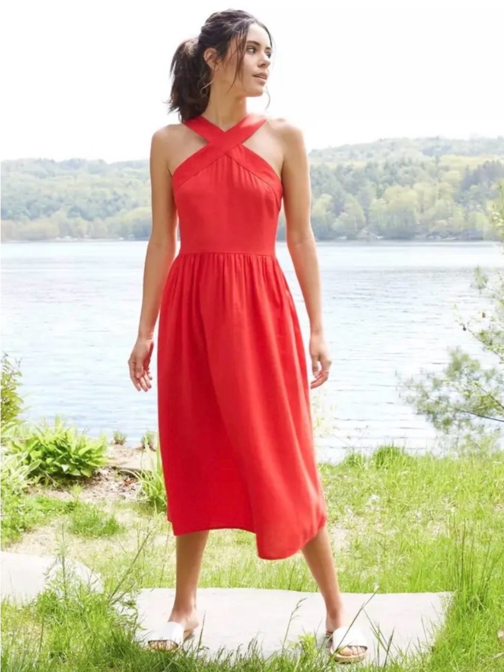 Target Women’s Red Crisscross Halter Midi Dress